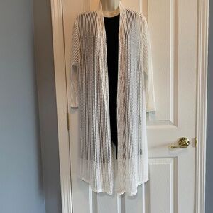 BUY 2 ITEMS & GET 1 FREE: Moccine White Semi Sheer Long Cardigan Sz L
